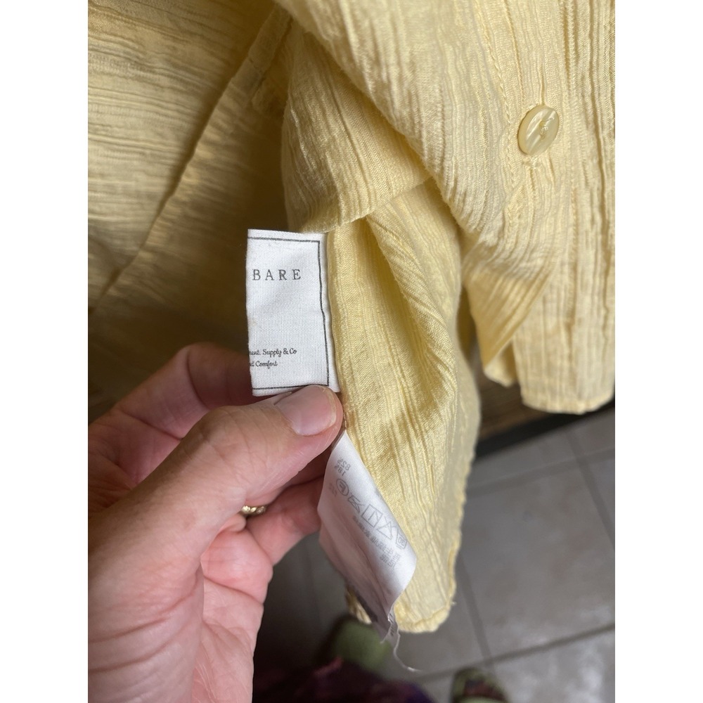 Yecca Vecca Bare Yellow Textured Button Back Drawstring Blouse Top Size F‎ - Picture 4 of 5